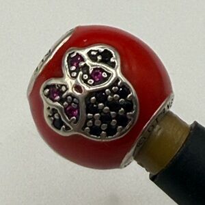 Pandora Red Enamel I Love Minnie Disney Charm w Sparkling Stones